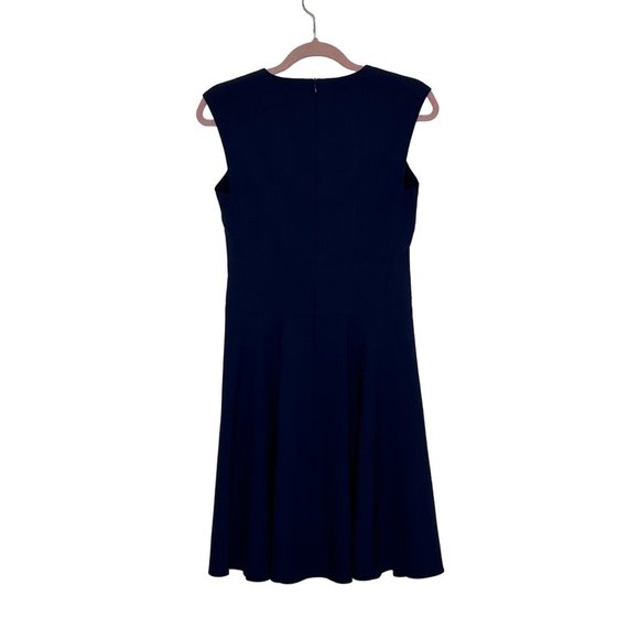 MM. LAFLEUR Savannah Fit and Flare Dress Size 6 Navy Blue Wool Blend Career - Picture 2 of 6